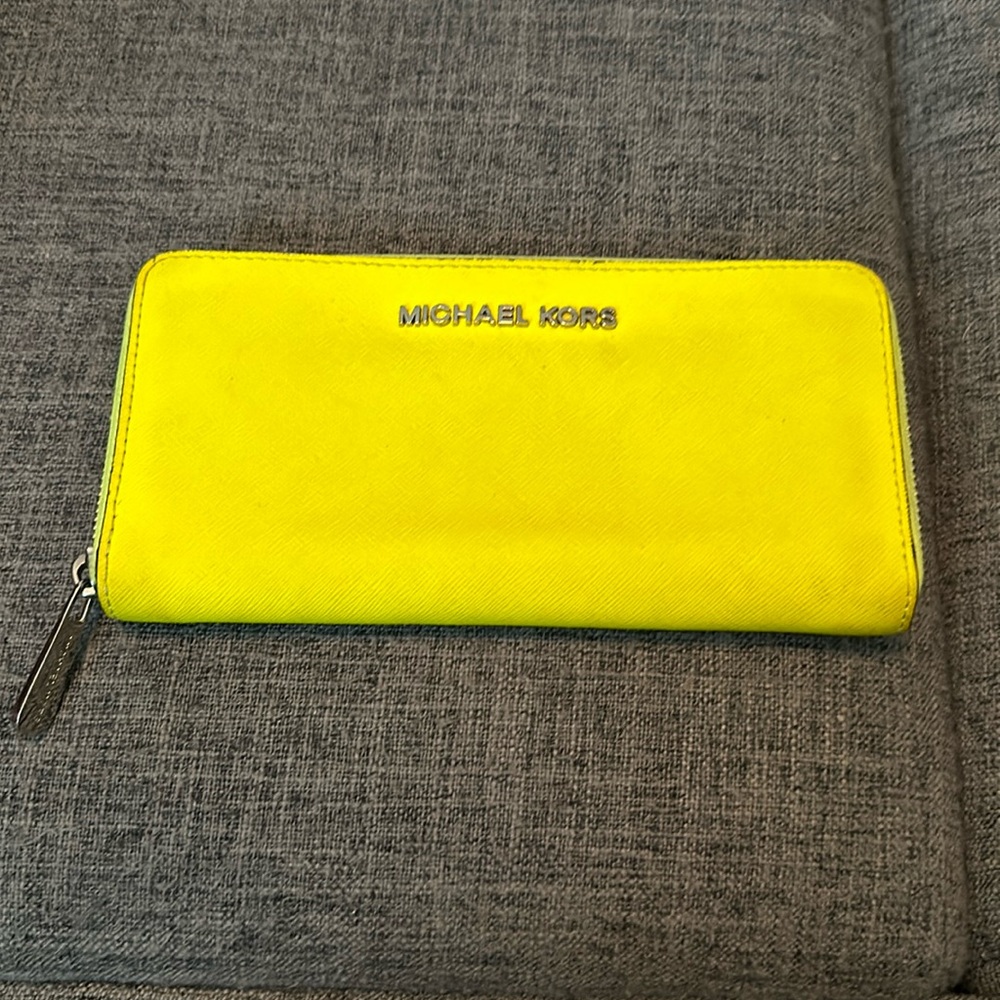 Michael Kors Fluorescent Yellow Full-Zip Wallet